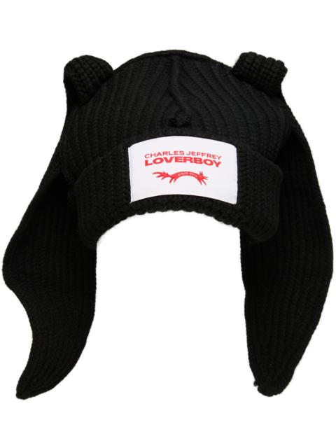 CHARLES JEFFREY LOVERBOY BLACK WOOL BEANIE