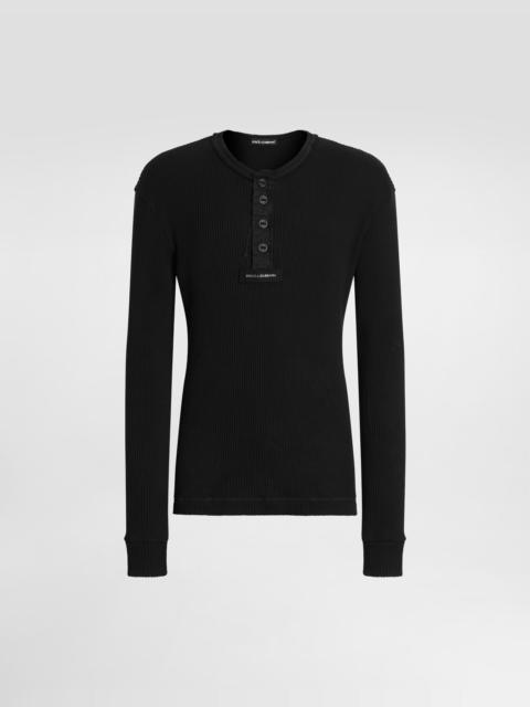 Dolce & Gabbana Ribbed cotton serafino t-shirt