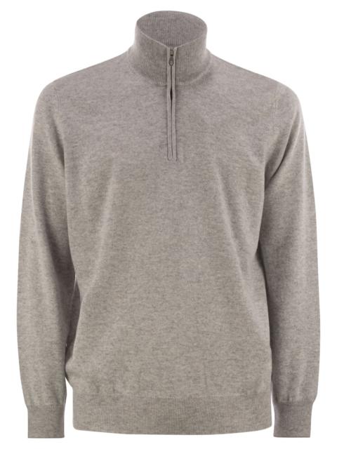 Brunello Cucinelli Brunello Cucinelli Men High-Necked Cashmere Sweater With Zip Opening