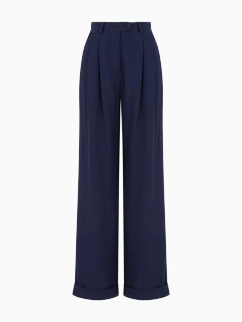 EMPORIO ARMANI Sablé stretch fabric trousers with pleats