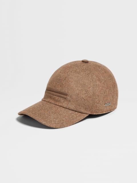 ZEGNA BROWN MÉLANGE OASI CASHMERE BASEBALL CAP
