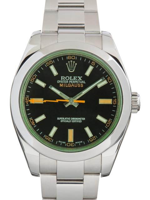 ROLEX Used Rolex Milgauss Black Dial Ref 116400V Green Crystal