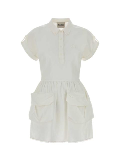 Miu Miu Miu Miu Women White Cotton Blend Dress