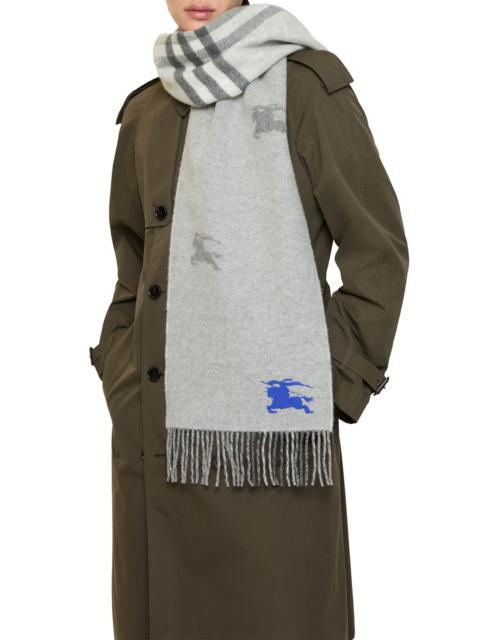 Burberry burberry EKD Check Reversible Double Face Cashmere Fringe Scarf in Mitten Grey at Nordstrom