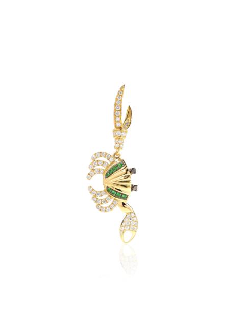 Yvonne Léon Crab 18K Yellow Gold Diamond, Tsavorite Single Earring green