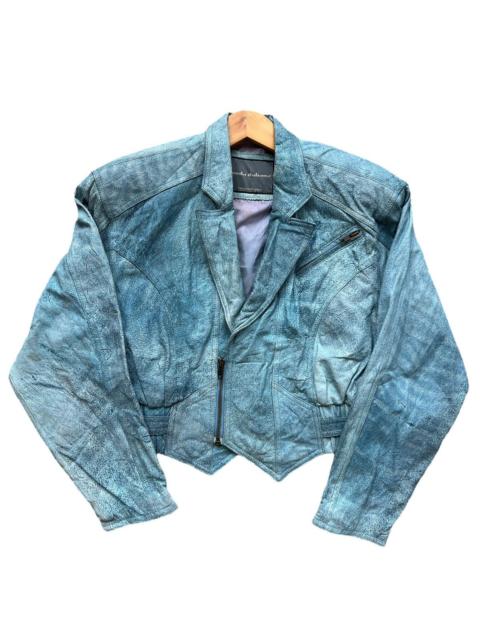 Other Designers Japanese Brand - Moda Italiana Blue Racing Leather Jacket
