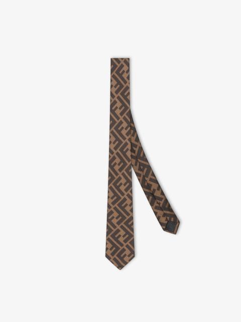 FENDI Brown silk necktie