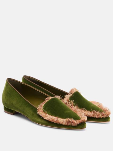 Manolo Blahnik Agofran fringed velvet loafers