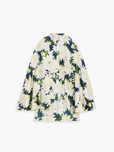 Oscar de la Renta Cape-effect floral-print silk-twill shirt