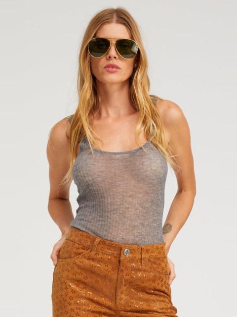 SPRWMN GREY TISSUE CASHMERE SCOOP NECK TANK