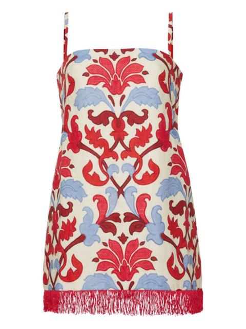 Cara Cara Valencia floral fringed mini dress