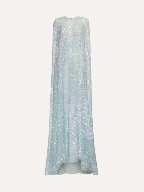 Oscar de la Renta FOXGLOVE EMBROIDERED SEQUIN TULLE CAFTAN