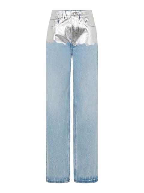 rabanne Metallic-Detailed High-Rise Straight-Leg Jeans light wash