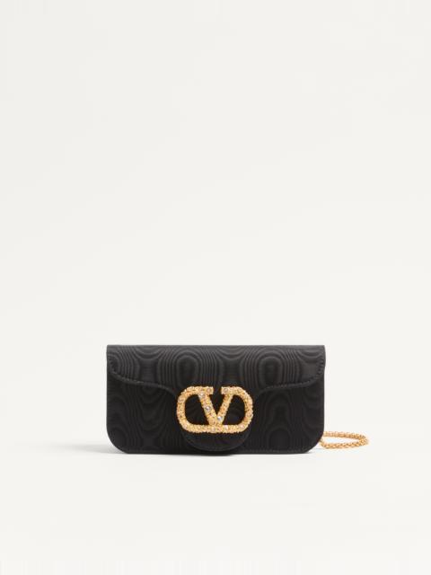 Valentino VALENTINO GARAVANI LOCÒ MOIRÉ FABRIC CLUTCH WITH JEWEL LOGO
