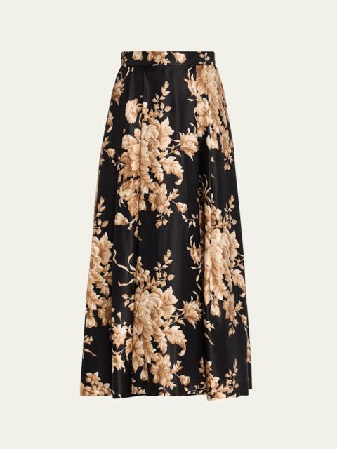 Dolce & Gabbana Rose Douchesse Cretonne Midi Skirt