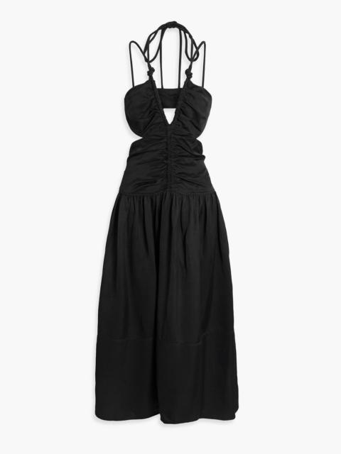 Proenza Schouler Cutout ruched woven halterneck midi dress
