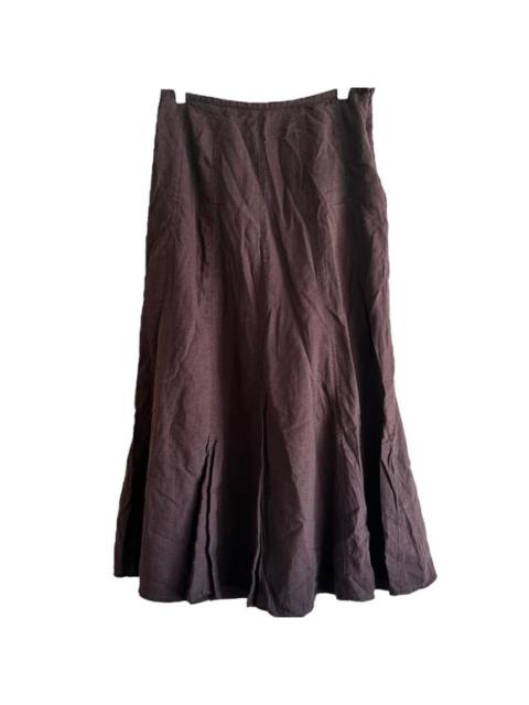 Other Designers Hillard & Hanson Linen Midi Skirt A Line Plain Back Zip Brown 6