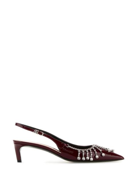 Gucci Women Burgundy Leather Pumps