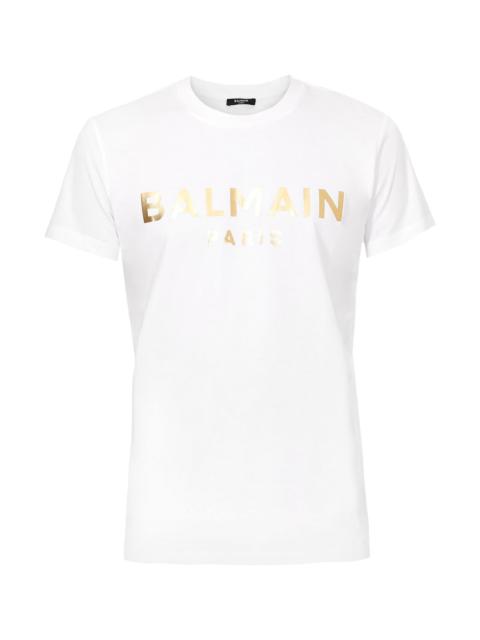 Balmain GOLD FOIL LOGO SHORT SLEEVE T-SHIRT