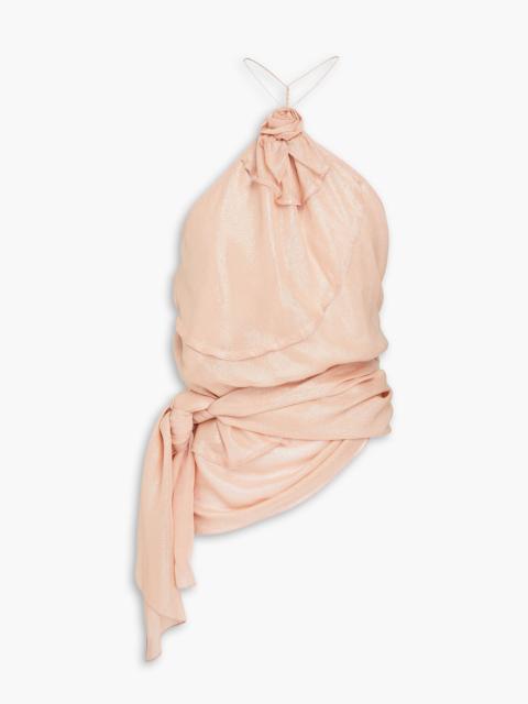 Victoria Beckham Draped metallic twill top