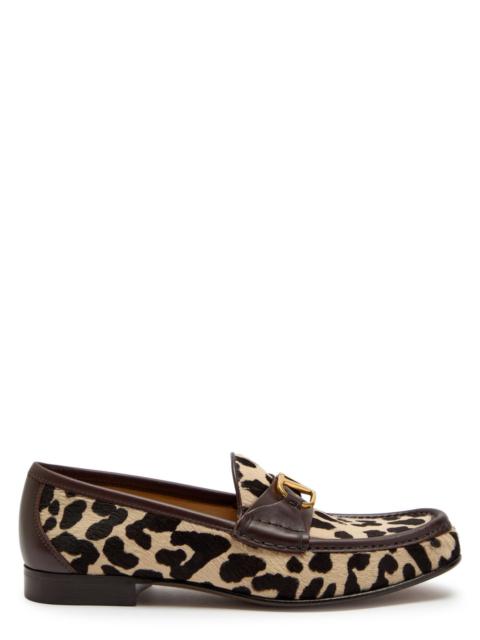 Valentino Valentino Vlogo Leopard-print Calf-hair Loafers