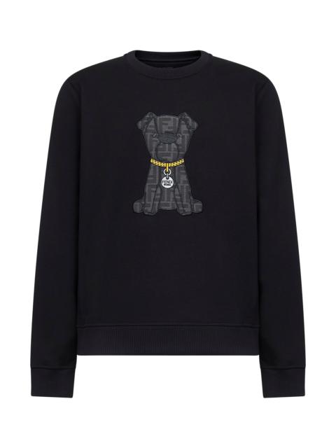 FENDI Fendi Men Black Cotton Maxi Ito Patch Sweatshirt