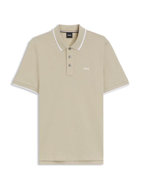 BOSS COTTON-PIQUÉ POLO SHIRT WITH CONTRAST TIPPING