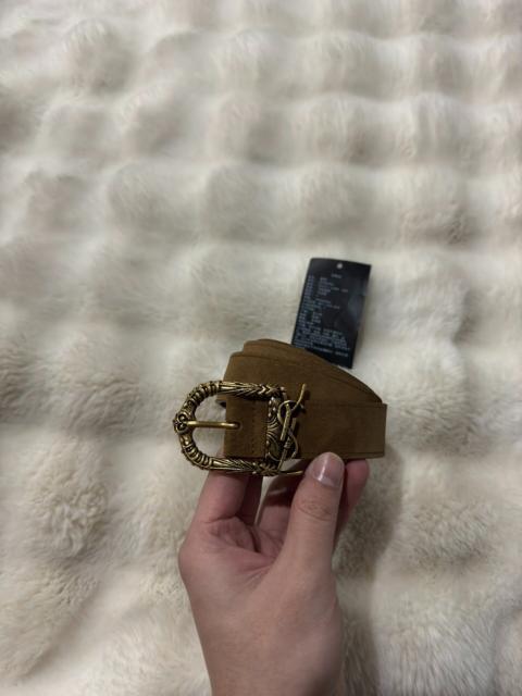 SAINT LAURENT Brand new Saint Laurent (SLP) leather belt with gold engraved logo.