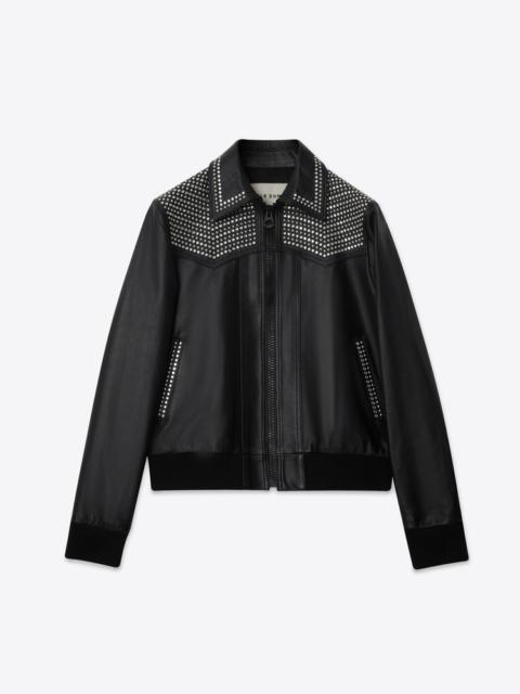 BLK DNM LEATHER JACKET 77 BLACK CRYSTAL STUDS
