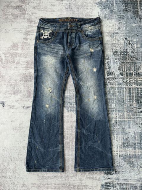 Other Designers Japanese Brand - Original Skulls Super Flared Distressed Denim / GOA Style