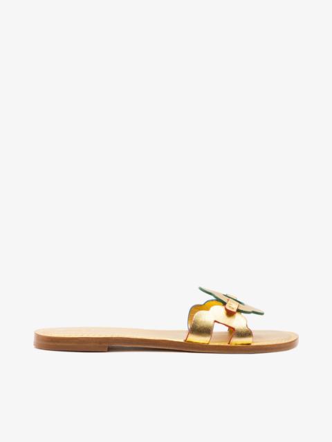 Larroudé Margherita Slide In Metallic Gold Leather