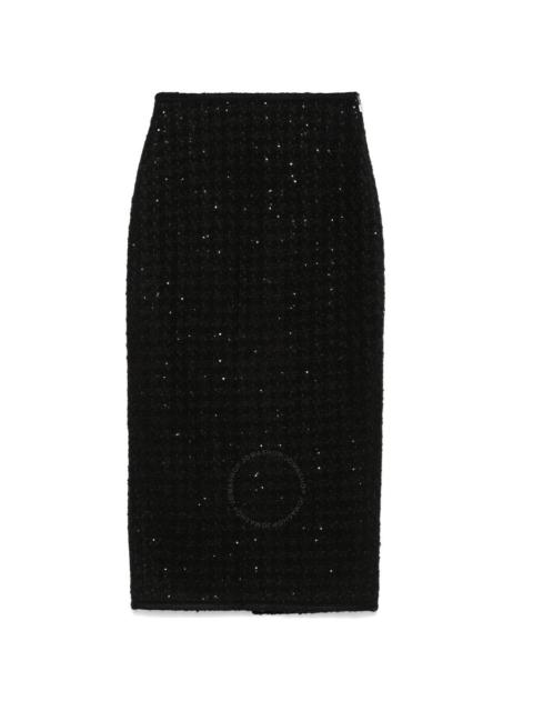 Rotate Ladies Black Boucle Maxi Skirt