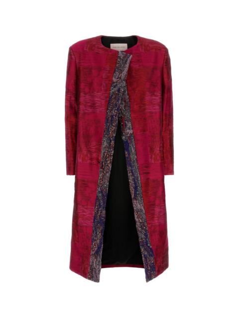 Dries Van Noten Embroidered stretch cotton blend coat