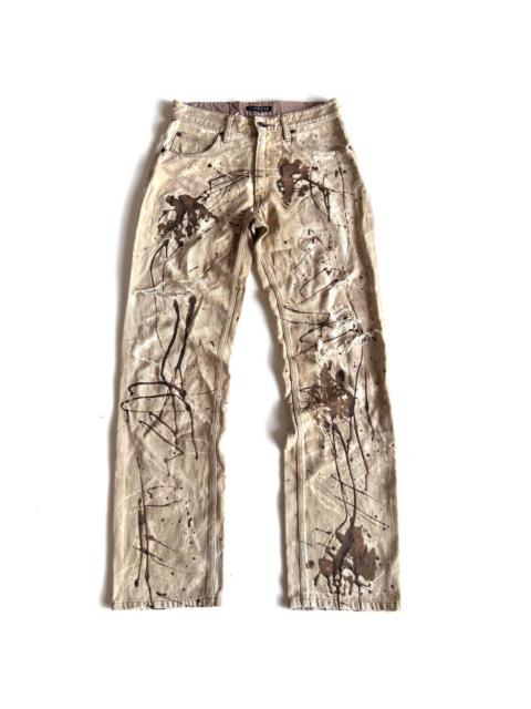 Other Designers Archival Clothing - YOSHIYUKI KONISHI Bleach & flocky printed design denim