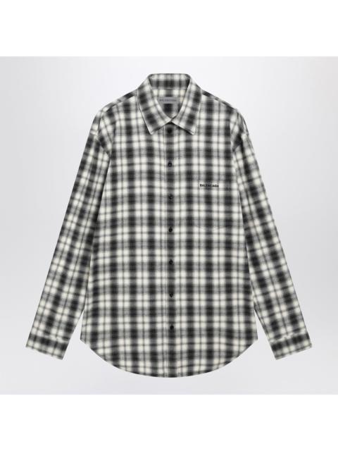 BALENCIAGA Balenciaga Regular-Fit Checked Cotton Flannel Shirt In White/Black Men