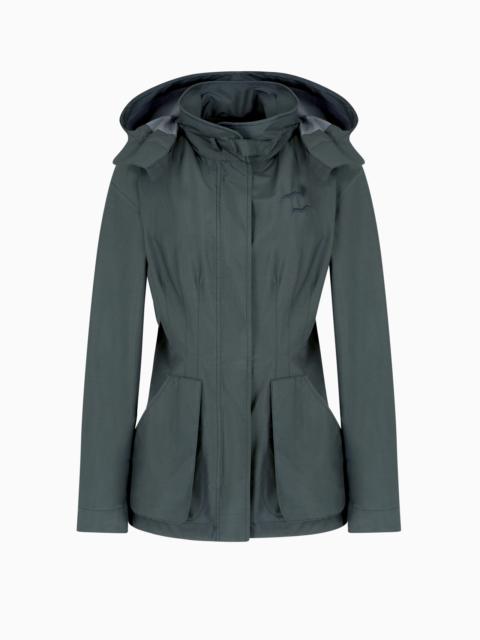GIORGIO ARMANI TECHNICAL SILK HOODED PEA COAT