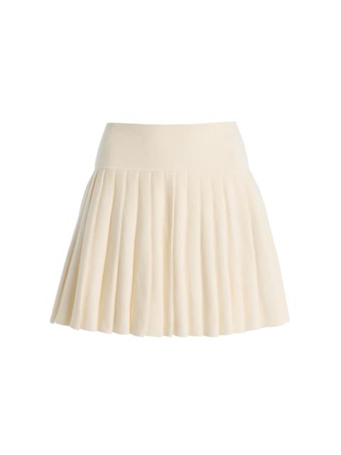 AMIYA Heritage Pleated Wool Mini Skirt ivory