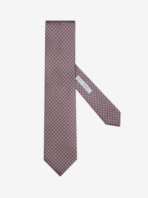 CORNELIANI Burgundy pure silk tie with geometric print
