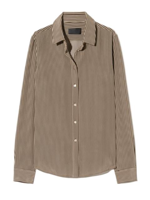NILI LOTAN Gaia Slim Shirt in Chocolate Stripes