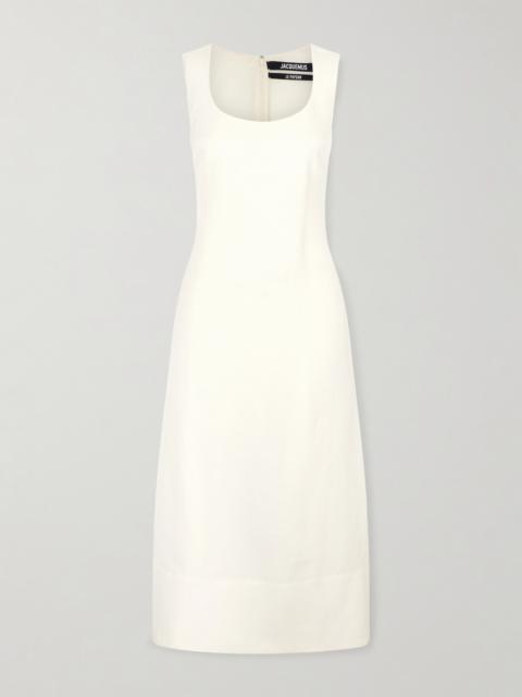 JACQUEMUS Tablier Linen-blend Midi Dress
