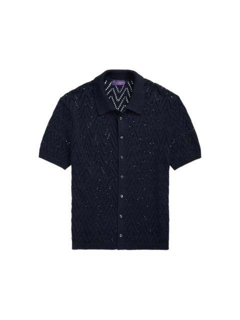 zigzag-knitted short-sleeve shirt