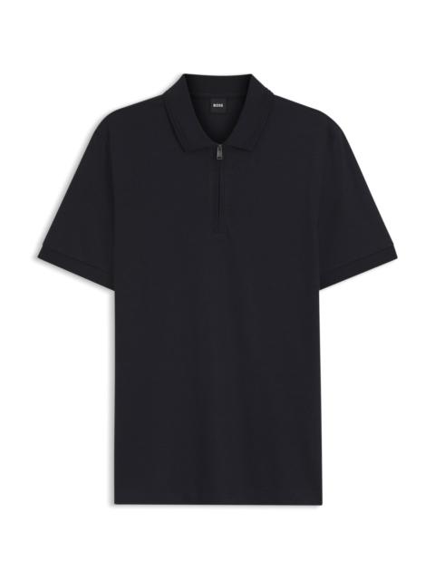 BOSS ZIP-PLACKET POLO SHIRT IN A COTTON BLEND