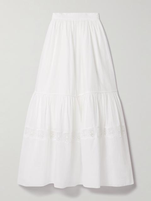 Aje. Chant Crochet-trimmed Cotton-voile Maxi Skirt