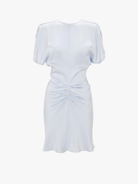 Victoria Beckham Gathered Waist Mini Dress In Ice