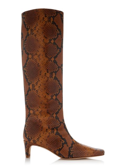 STAUD Wally Snake-Effect Leather Knee Boots animal