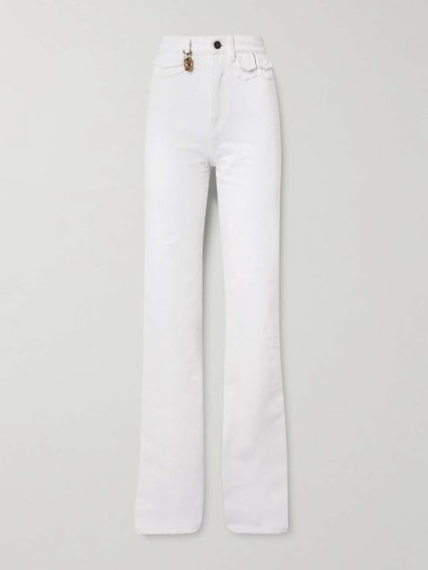 High-rise straight-leg jeans White