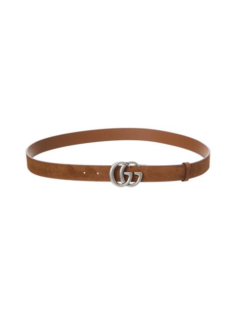 GUCCI Gucci GG Marmont Thin Suede Belt