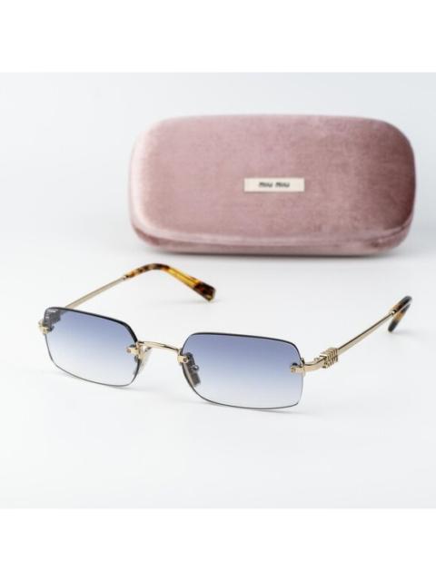 Miu Miu Miu Miu Women Sunglasses Gold Gradient Blue Rectangle MUB50S ZVN80O NEW AUTHENTI