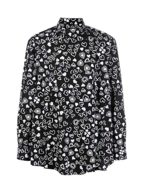 BLACK COMME des GARÇONS HEART-PRINT LONG-SLEEVE SHIRT