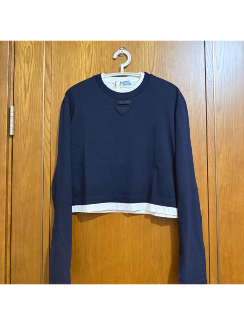 Prada Prada Triangle Logo Two-Piece Cotton Long-Sleeve Top